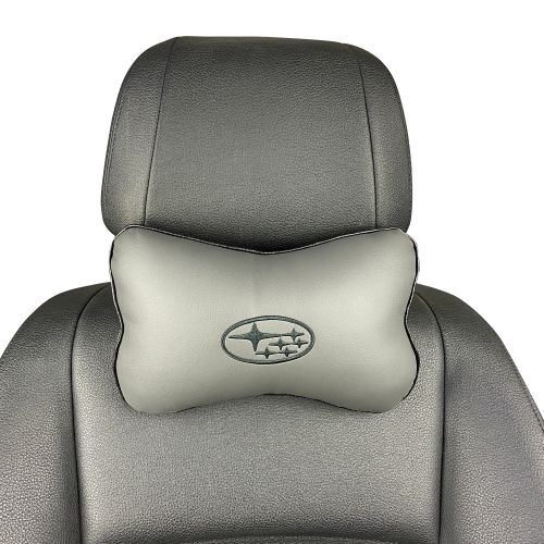Подушки под шею Подушка под шею серая с вышивкой Subaru (без фона) (Черная)