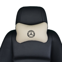 Подушка под шею бежевая с вышивкой 